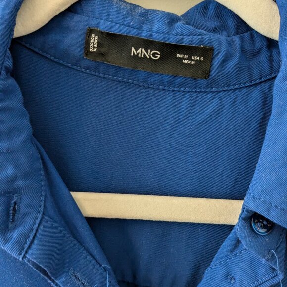 Mango Cobalt Blue Size 6 Midi Belted Shirt Dress Size 6 - Picture 3 of 4